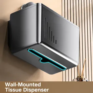 Porta papel higiénico de pared impermeable caja de pañuelos sin taladro para el baño