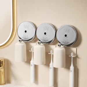 Portaspazzolino magnetico stile crema da parete con tazza per colluttorio bagno.