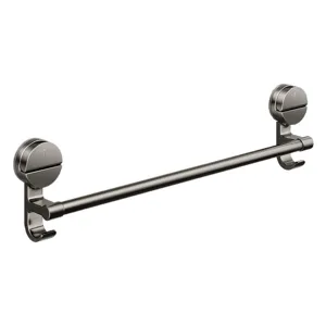 Punch-free suction cup towel bar bathroom wall mounted single rail rack with hooks