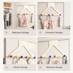 Dopamine Over the Door Hanger Punch-Free Coat Hook Multi-Color Ball Storage Rack for Home