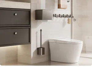Detailansicht moderner Badezimmer Wandhaken und Halter in eleganter Badgestaltung