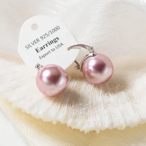 Rosa Perle Ohrringe S925 Silber Elegante Damen Ohrhänger Modische Schmuck Accessoires
