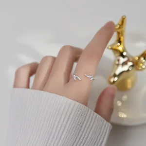 925 Sterling Silver Deer Antler Ring For Women Sweet Reindeer Horn Tree Branch Adjustable Open Finger Ring Christmas Jewelry Gift