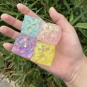 Creative Aurora Maltose Cheese Squishy Toy Slow Rising Glitter Stress Relief Fidget Toy for Adults and Teens