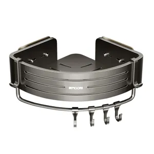 Eckdusche Caddy Wandmontage Badezimmer Organizer Aufbewahrungsregal Haken gunmetal