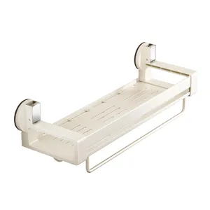Suction cup shower shelf bathroom punch-free wall-mounted cosmetic storage rack with towel bar