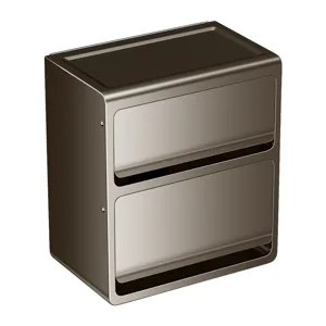 Wall-mounted toilet paper holder double layer tissue storage box in dark brown finish