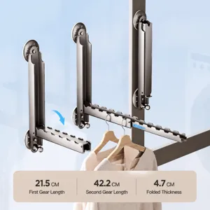 Zuignap onzichtbare opvouwbare kledingdroogrek wandmontage telescoop balkon binnen