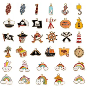 Großhandel Legierung Emaillierte Charms Anhänger Seefahrt Pirat Regenbogen DIY Schmuck