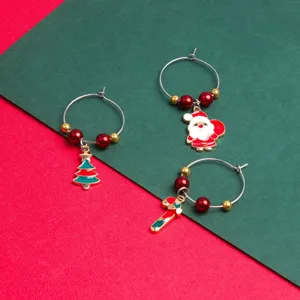 Christmas wine glass charms set metal holiday drink markers festive party decor accessories