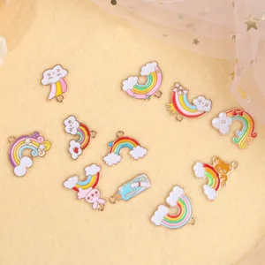 Bunte emaillierte Regenbogen Wolke Legierung Anhänger DIY Schmuck Zubehör Set groß.