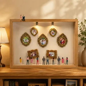 DIY Mini Museum Silhouette Objektrahmen Miniatur Fotorahmen Set MDF Harz Retro Kunst Handwerk Tischdeko Wohnkultur