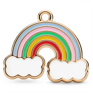 Vergoldete Legierung Emaillierte Regenbogen Wolke Anhänger Charm DIY Schmuck Herstellung.