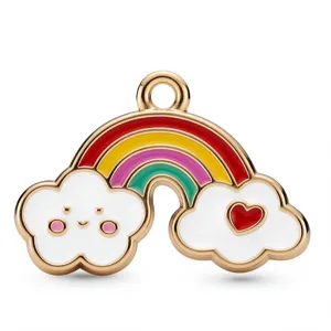 Vergoldeter Legierung Regenbogen Wolke Herz Emaile Anhänger DIY Schmuck Zubehör Detailansicht