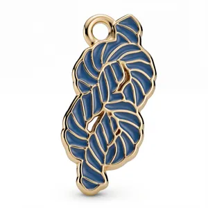 Vergoldeter Metall und blauer Emaillierter Knoten Anhänger für DIY Schmuck Halskette Ohrringe.