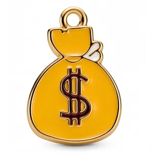 Gold Emaillierte Dollar Geldbeutel Metall Anhänger für DIY Schmuckherstellung und Halsketten.