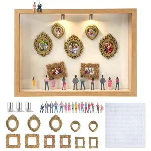 DIY Mini Museum Schattenbox Miniaturen Fotorahmen Set Puppenhaus Display Bausatz