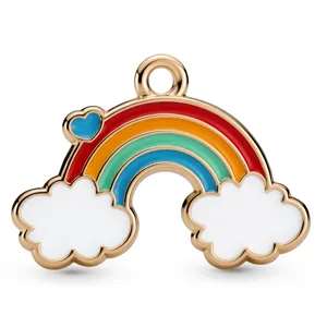 Vergoldeter Legierung Regenbogen Wolke Emaillierter Anhänger für DIY Halskette und Ohrringe.