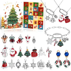 Weihnachten DIY Charm Armband Adventskalender Set für Kinder Geschenke 24 Gitter Schmuck.