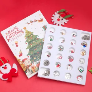 Christmas DIY charm jewelry advent calendar set with necklaces and cute gift box for women