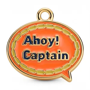 Emaille Sprechblase Metall Anhänger Charm Ahoy Captain DIY Schmuck Halskette Ohrring