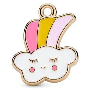 Vergoldeter Emaillierter Wolken Regenbogen Anhänger Charms für DIY Schmuck Basteln