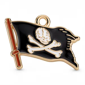 Piratenflagge Emaillierte Metall Anhänger für DIY Schmuckherstellung Halsketten und Armbänder