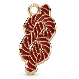 Goldener roter Emaillierter Knoten Anhänger Charm Legierung Halskette Zubehör Schmuck