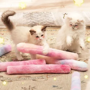 Cat plush gradient chew toy, cute catnip kick stick interactive pillow for kittens.