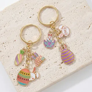Osterhase Karotte Emaillierter Legierungs Schlüsselanhänger DIY Schmuck Zubehör Detail