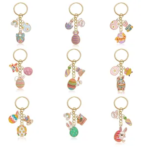 Osterhase Legierung Schlüsselanhänger DIY Schmuck Zubehör süße bunte Ei Anhänger Set