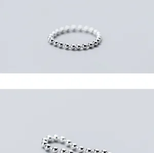 S925 Silber minimalistischer Perlenring zarte runde Kugelfinger Schmuck Damen Alltag