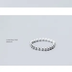 S925 Silber Perlenring Minimalistischer Koreanischer Stil Mode Zeigefinger Schmuck
