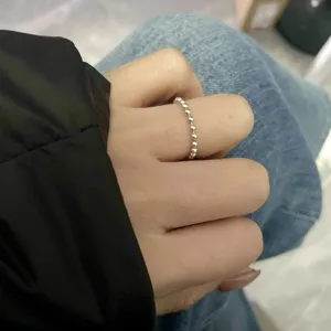Minimalistischer 925 Sterlingsilber Perlenring Für Damen Modeschmuck Einfacher Runder Kugel Fingerring Täglicher Zubehörring