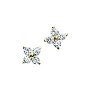 Silber vierblättriges Kleeblatt Zirkon Ohrringe Damen süß minimalistisch Modeschmuck Haupt