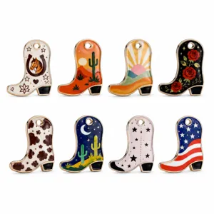 Stivali da Cowboy retrò Occidentali in Lega di Zinco Smaltati Ciondoli Accessorio Fai da Te Per Collana Bracciale Portachiavi
