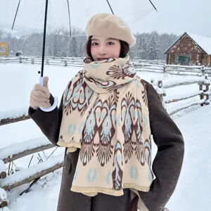 Cozy imitation cashmere winter scarf dual use warm shawl for women stylish winter accessory