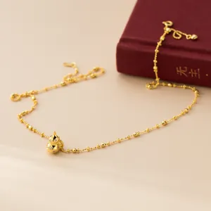 Detailed view of the exquisite gold-plated silver gourd pendant necklace with sparkling diamonds.