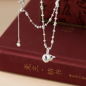 S925 silver minimalist gourd star bead chain necklace pendant delicate jewelry gift
