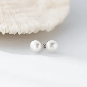 S925 Sterlingsilber Perle Ohrstecker Elegant Süß Nische Design Schmuck für Damen