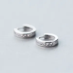 S925 silver micro-set cubic zirconia hoop earrings, minimalist couple jewelry main image.