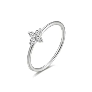 Bague trèfle en argent pour femme, bijoux élégants en argent sterling de mode.