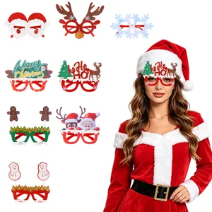 Occhiali da Festa di Natale con Montatura Cartoon Renna Pupazzo di Neve Babbo Natale Modello Costume Occhiali Fotografia Puntelli Vacanza Outfit Decor per Adulti Bambini