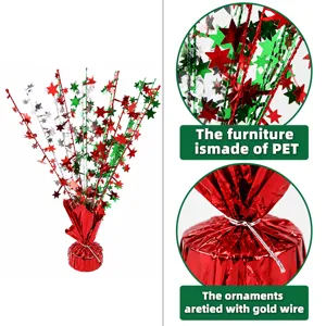 Weihnachtssterne Deko rot silber grün Lametta Tisch Party Ornament Dekoration 1Stk