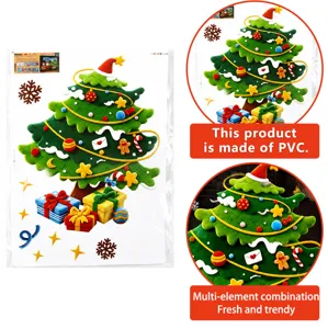 Christmas static window sticker cartoon Christmas tree glass door sticker holiday decoration.