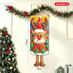 Navidad Dibujos Animados Alce Colgante Bandera Fiesta Pared Decoración Interior 110x40cm Nuevo