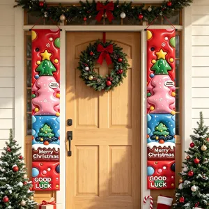 Striscione per porta di Natale decorazione con stampa di cartoni animati 3D per festa