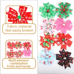 Pinzas de pelo con lazo de Navidad para ninos, accesorios festivos lindos con estampados.