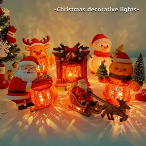Christmas decorative lights wooden ornament set desktop LED luminous props holiday decor