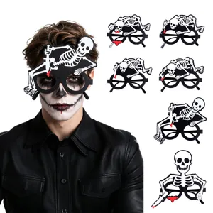 Lunettes En Feutre D'Halloween Crâne Squelette Couteau Hache Ciseaux Monture De Lunettes Mascarade Fête Costume Décoration Accessoire Pour Hommes Femmes